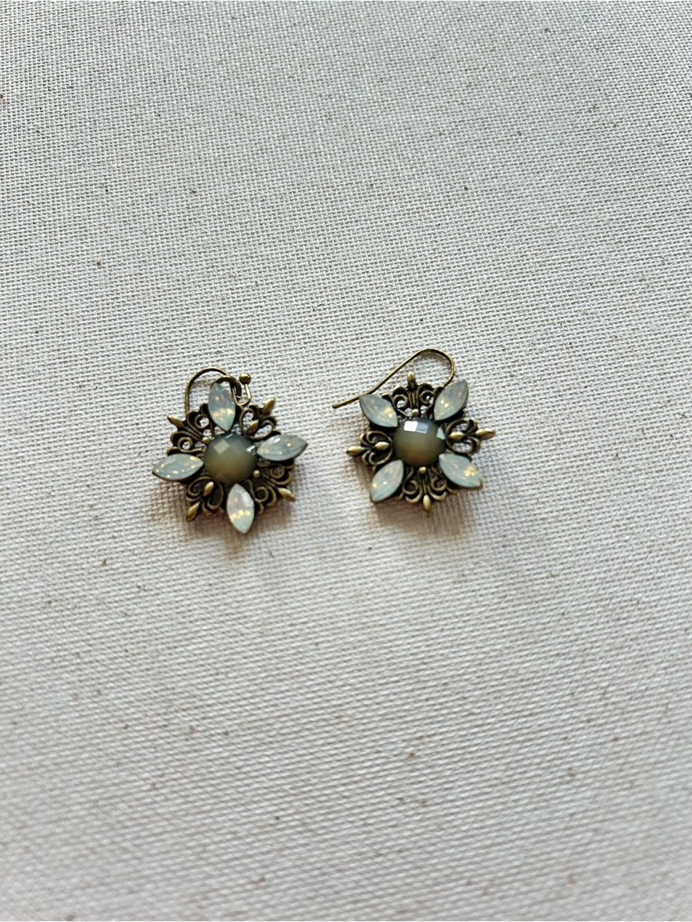 Opal White Floral Drop Earrings